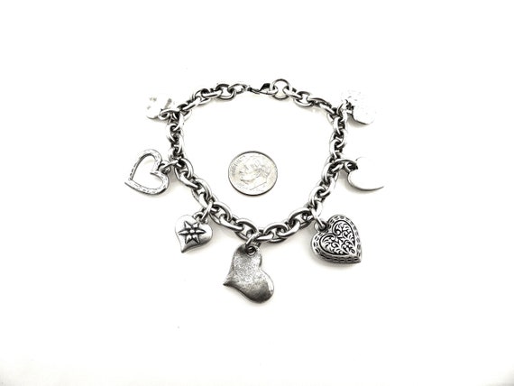 Silver Heart Charm Bracelet Multi Heart 