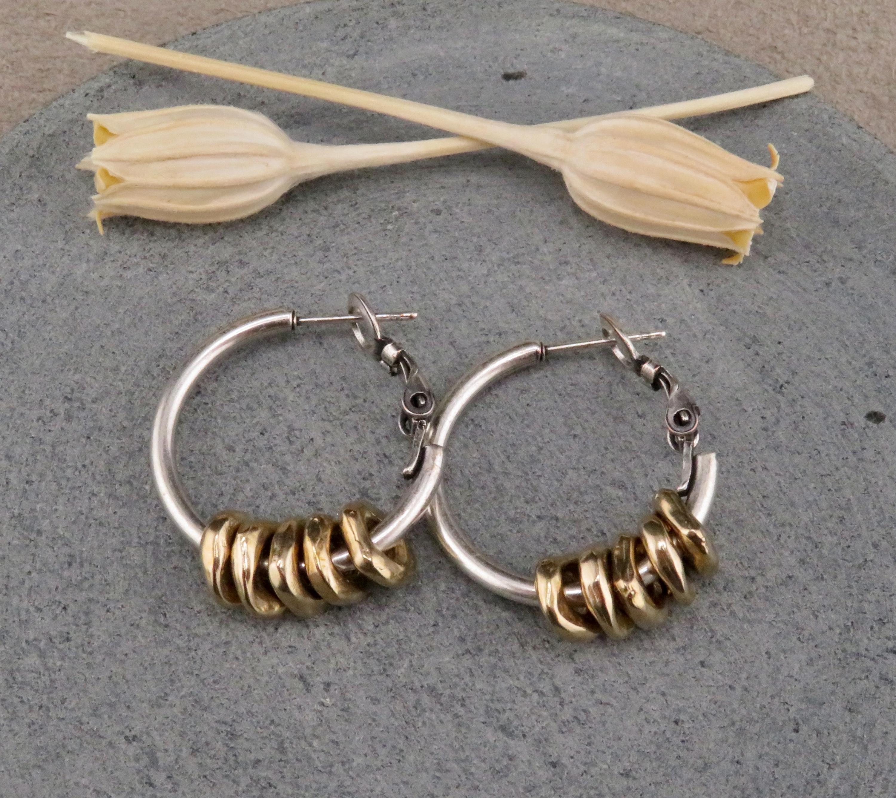 Two Tone Hoop Earrings | Silver and Gold Earrings | Mixed Metal Hoop ...