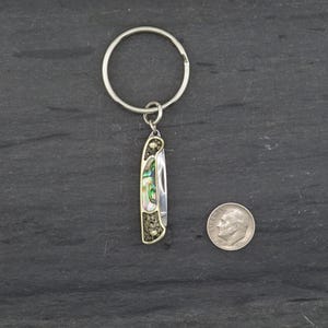 Etched Brass Knife Keychain| Abalone Pocketknife Keyring | Mini Knife ...