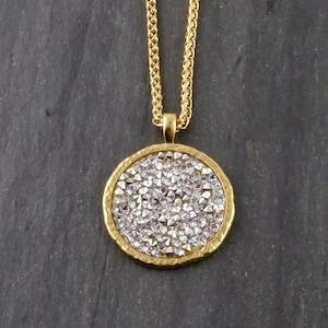 Gold glitzernde Halskette | Multi Kristall Gold Halskette | Gold und Silber Kristall Anhänger | Multi Sparkles Anhänger | Funkelnde Kristalle Halskette