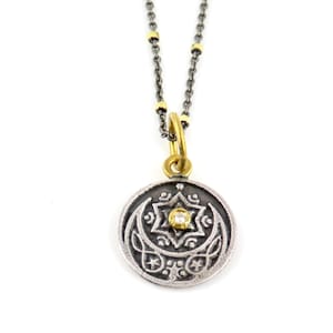 Star David Vintage Pendant | Sterling Gold Jewish Star Pendant | Unique Vintage Star Necklace | Mixed Metal Star David | Vintage Jewish Star