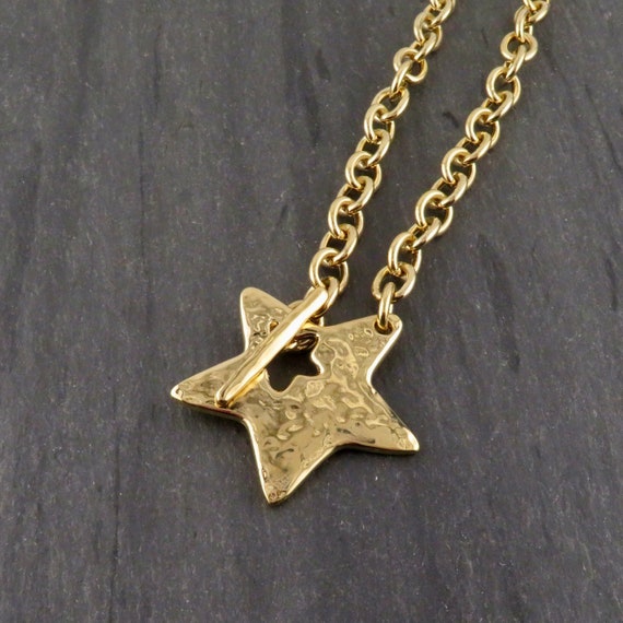 Hammered Gold Star Necklace | Chunky Star Necklace | Unique
