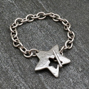 Hammered Star Bracelet | Chunky Star Bracelet | Silver Star Bracelet | Toggle Clasp Bracelet | Unique Star Bracelet | Chunky Silver Star