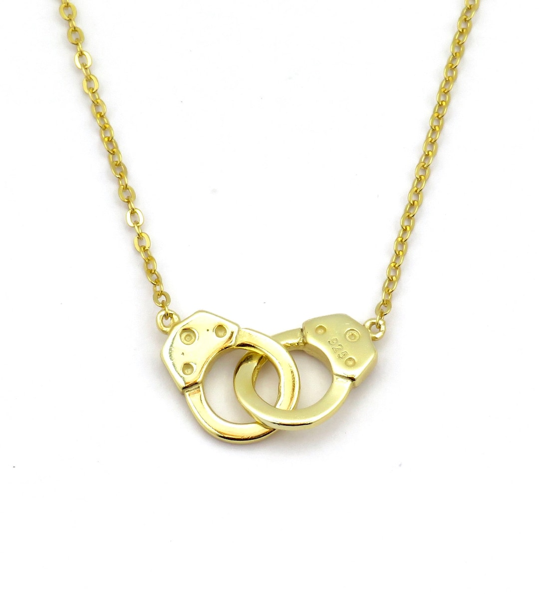 Gold Handcuffs Necklace Handcuffs Pendant Necklace Gold Etsy