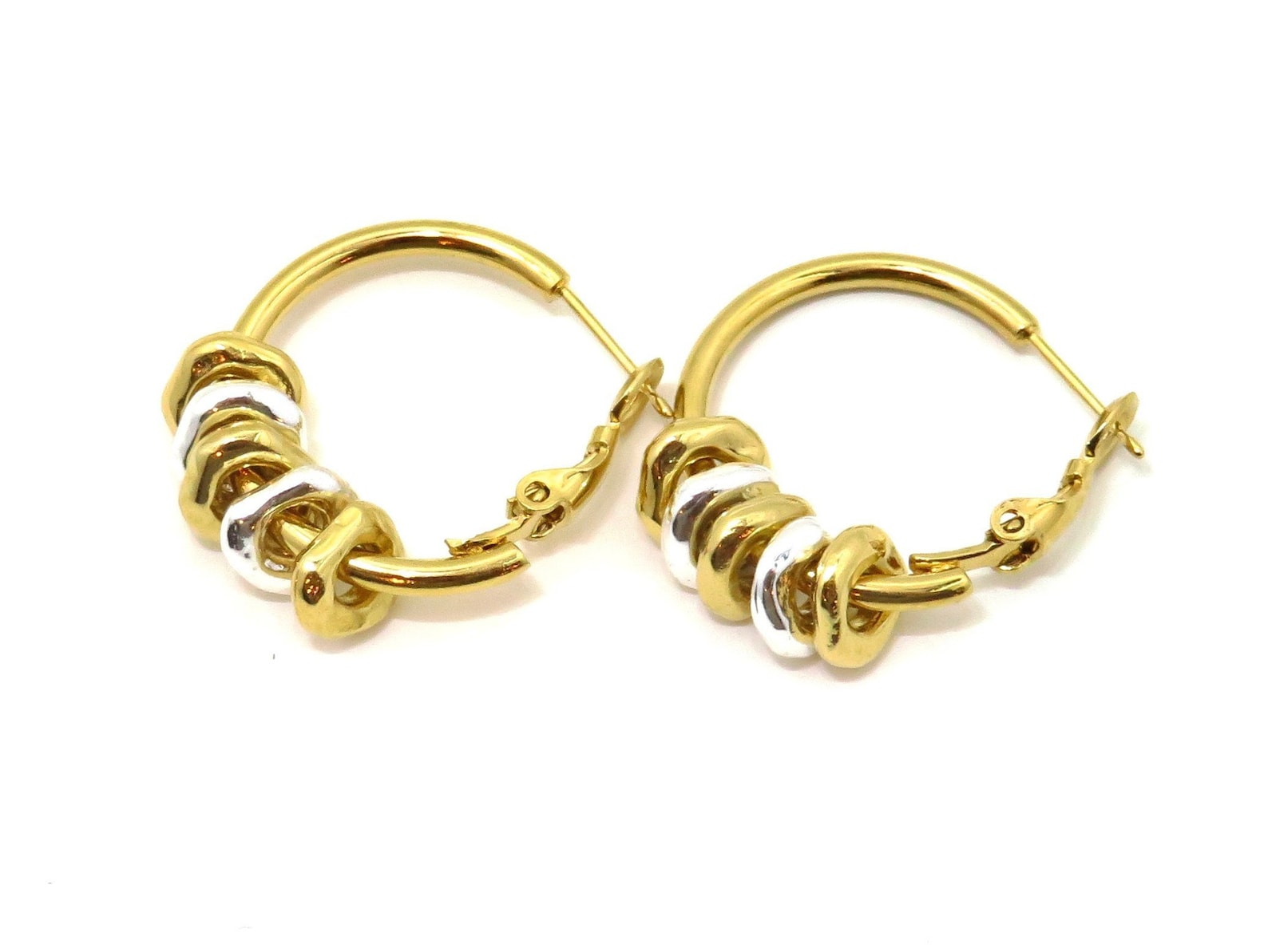Two Tone Hoop Earrings Gold and Silver Earrings Mixed Etsy