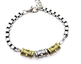 two tone chunky bracelet | gold silver bracelet | silver gold chunky bracelet | mixed metals bracelet