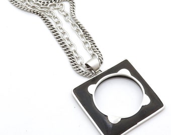 Collana lunga in argento / Collana con pendente in legno e argento / Collana spessa in argento / Collana lunga e spessa / Collana con elementi misti / Legno e argento