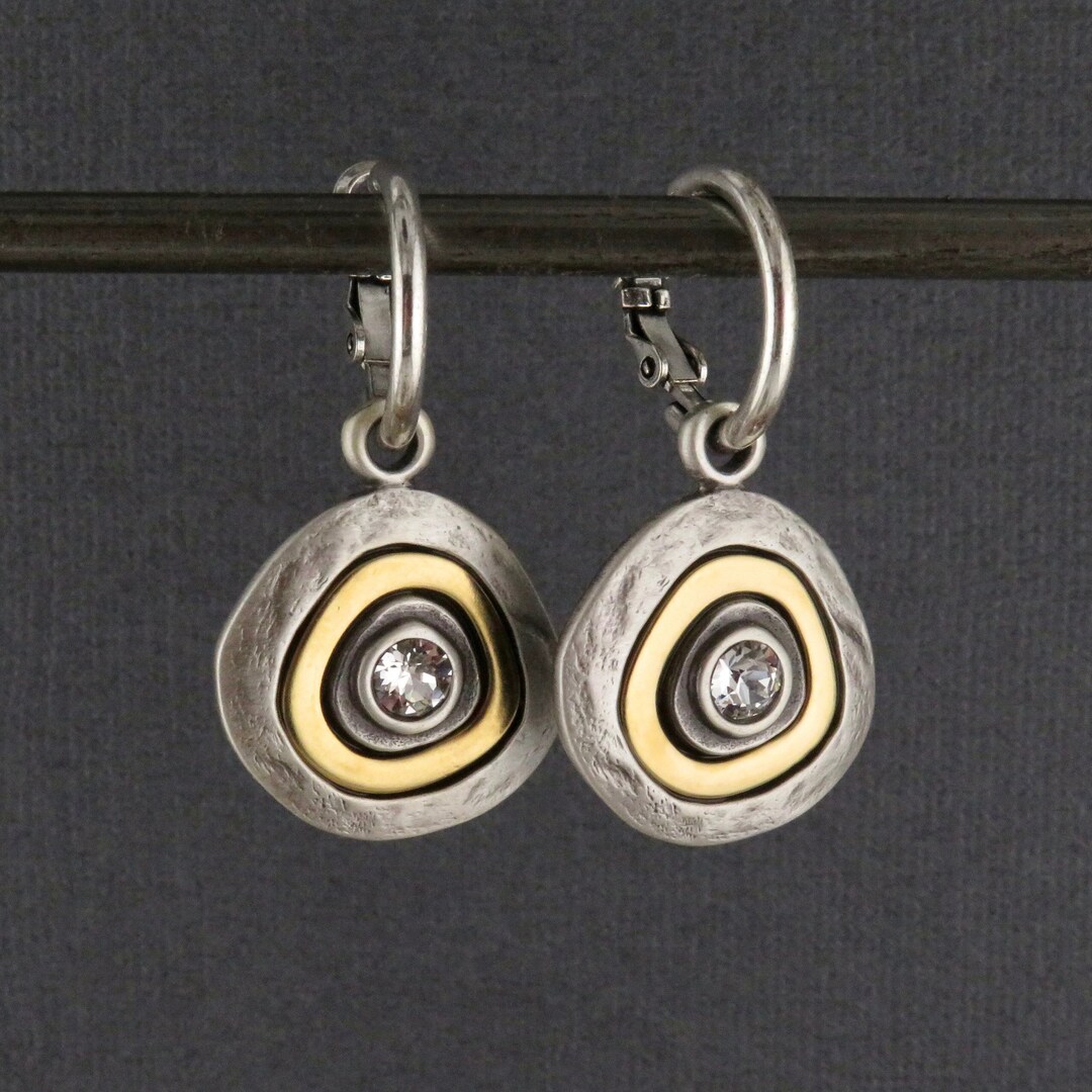 Two Tone Hoop Earrings | Gold Silver Earrings | Mixed Metal Earrings ...