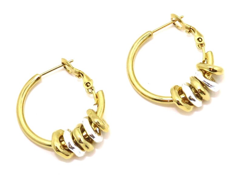 Two Tone Hoop Earrings Gold and Silver Earrings Mixed - Etsy