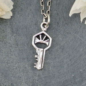 Silver Key Necklace | Sterling Key Pendant | Silver Rustic Key | Sterling Key Charm Necklace | Silver Key Pendant | Unique Key Necklace