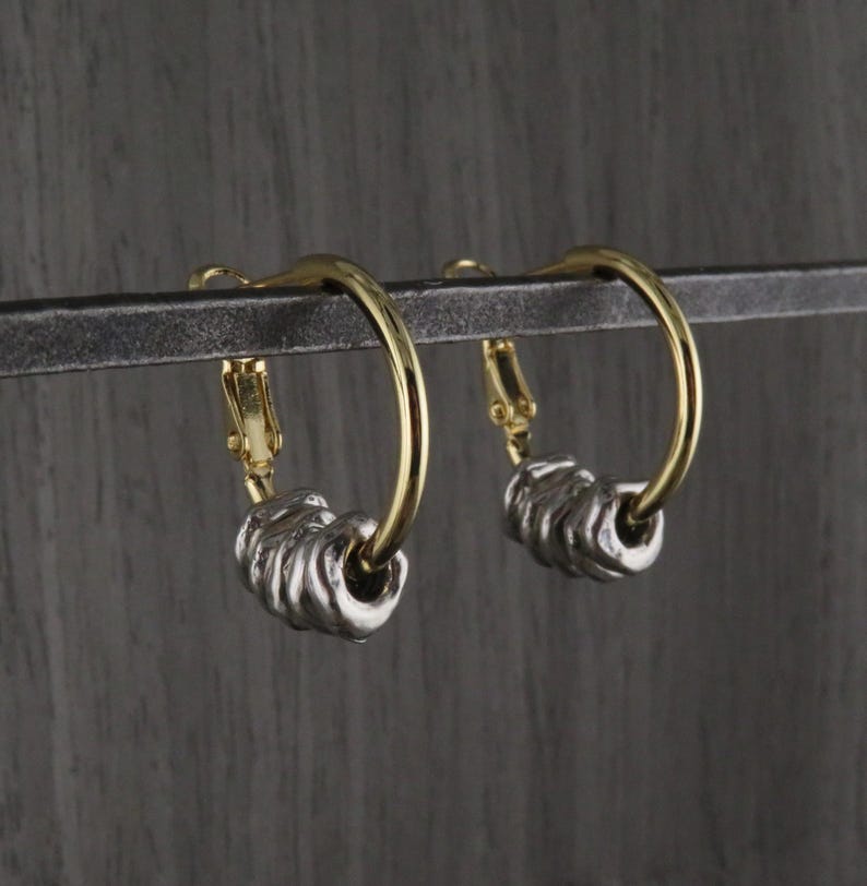 Two Tone Hoop Earrings | Silver and Gold Earrings | Mixed Metal ...