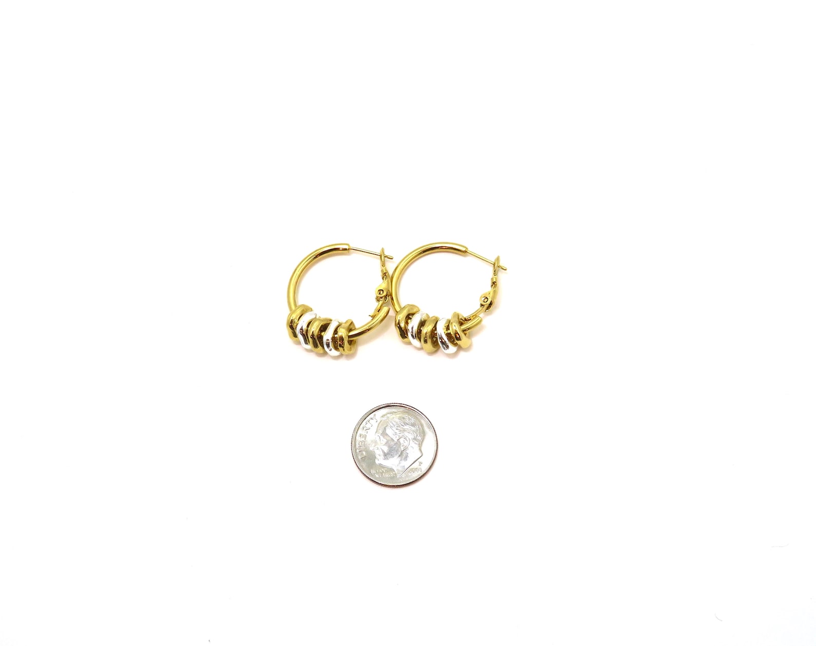 Two Tone Hoop Earrings Gold and Silver Earrings Mixed - Etsy
