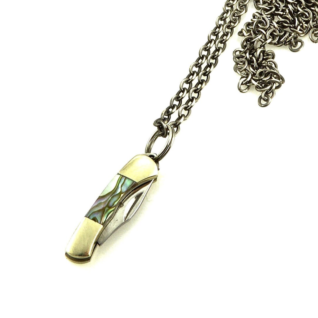 Mini Knife Necklace Small Knife Pendant Small Pocketknife Etsy