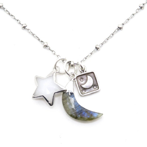 Moon Stars Necklace Pendant Star Gem - Moon Star Pendant Necklace Moon Stars Necklace Pendant Star Gem - Moon Star Pendant Necklace