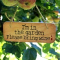 Im In The Garden Please Bring Wine Rustic Wooden Sign