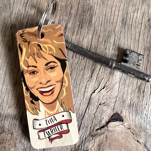 Tina Turner Character Wooden Keyring