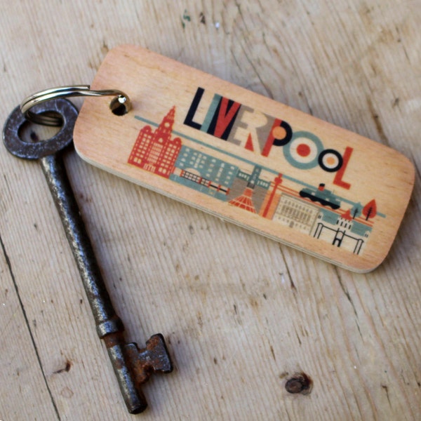 Liverpool City Brights - Rustic Wooden Keyring