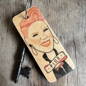 Pink Character Wooden Keyring