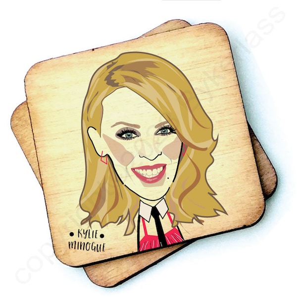 Kylie Minogue -  Rustic Wooden Coaster