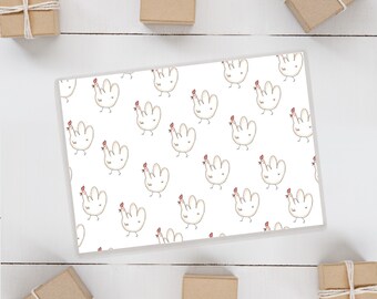 Cute Illustrated, Chicken wrapping paper sheet, chicken butt