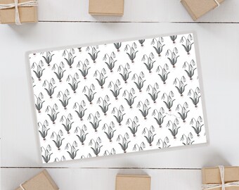Cute Illustrated, Snowdrop, Spring, Flowers, wrapping paper sheet
