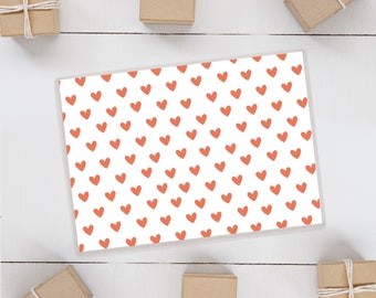 Cute Illustrated, Red Hearts wrapping paper sheet, Valentine’s Day