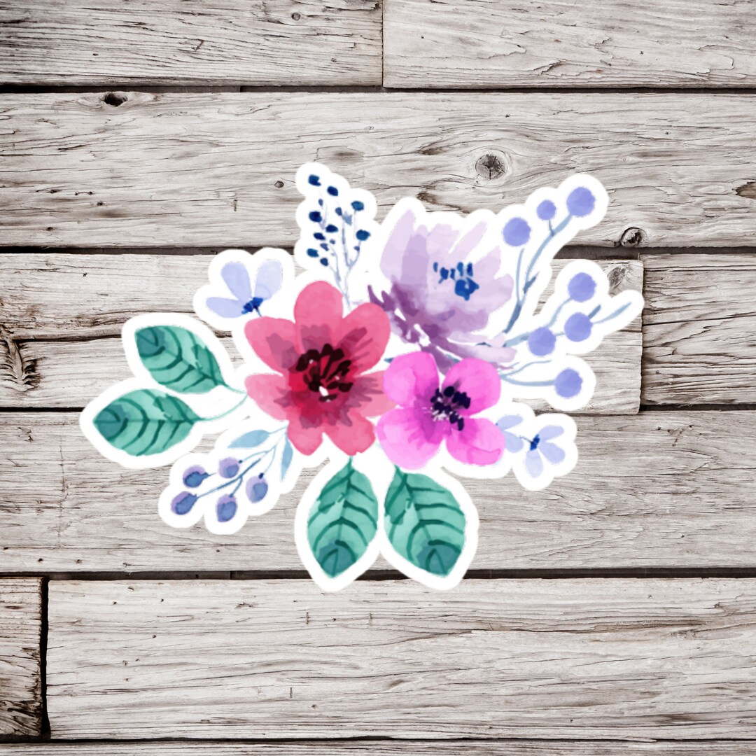 Flower Sticker, Watercolor Flower Sticker, Floral Sticker, Plant ...