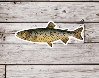 Tahoe Trout Sticker, Male Trout Sticker, Trout Fishing Sticker, River Sticker, Natural History Sticker, Vintage Fish Sticker