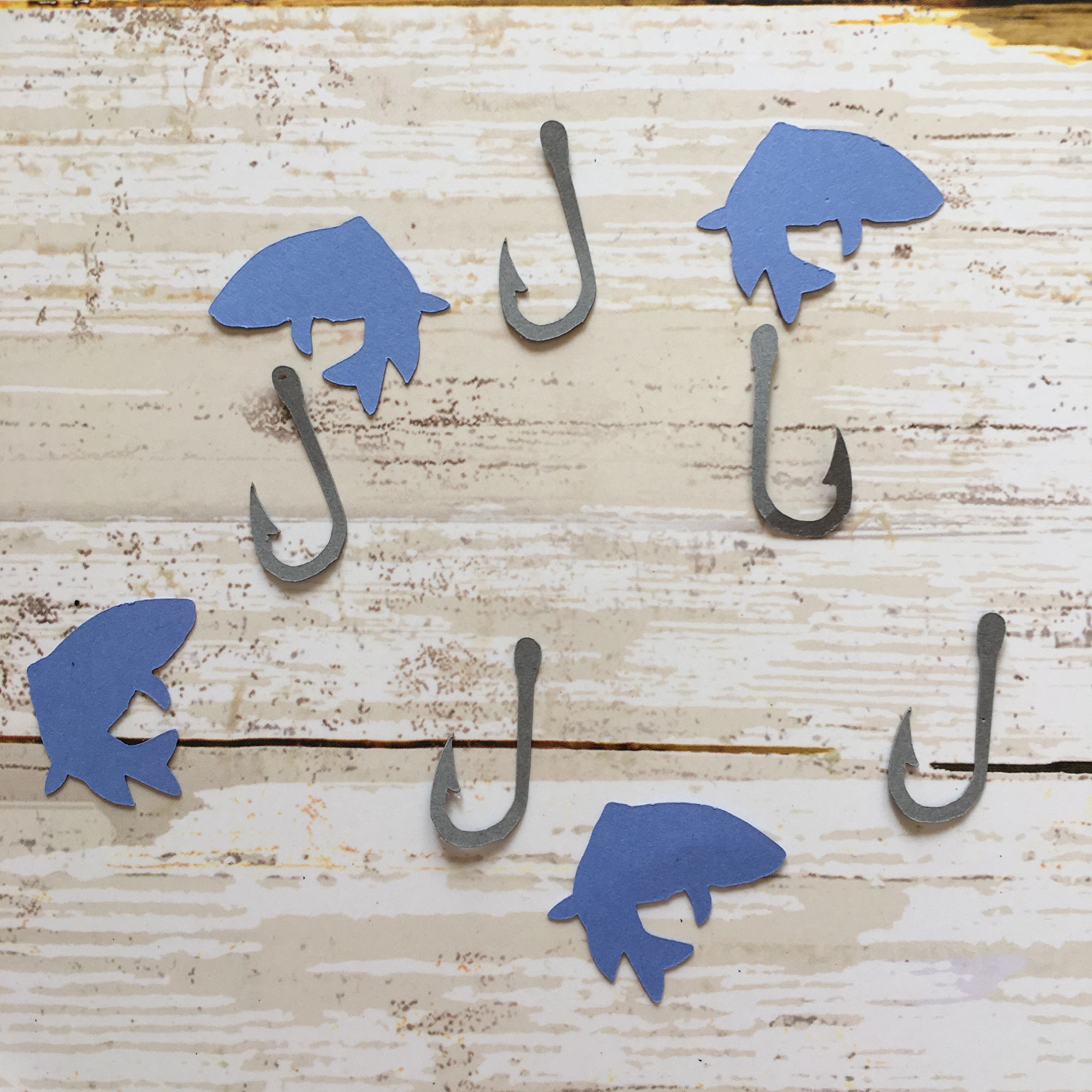 Fishing Confetti Set Fish Confetti Fish Cut Out Fishing Decoration Hook Confetti Hook Cut Out Ice Fishing Confetti Fisherman