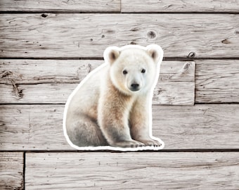 Polar Bear Sticker, Polar Bear Cub Sticker, Cub Sticker, Animal Sticker, Waterproof Sticker, Nature Sticker, Wildlife Sticker