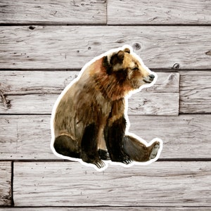 Brown Bear Sticker, Bear Sticker, Grizzle Bear Sticker, Watercolor Bear Sticker, Animal Sticker, Wildlife Sticker, Nature Sticker