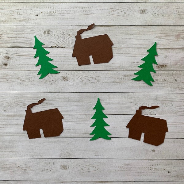 Cabin & Tree Confetti Set | Cabin Confetti | Log Cabin Confetti | Tree Confetti | Up North Confetti | Camping Confetti | Woodland Confetti