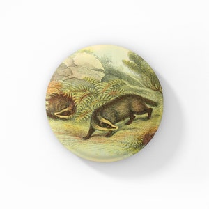 Badger Pin Button, Badger Pin, Animal Pin, Wildlife Pin, Badger Keychain, Badger Magnet, Badger Fridge Magnet, Badger Gift
