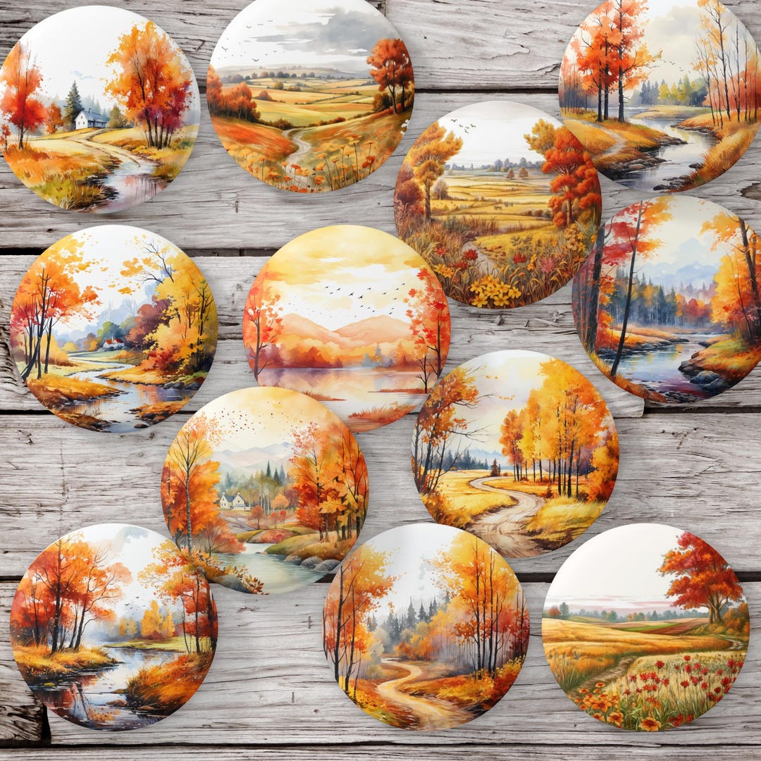 Watercolor Fall Landscape Pin, Autumn Pin, Country Pin, Forest Pin ...