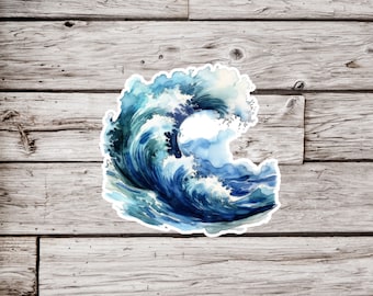 Wave Sticker, Ocean Wave Sticker, Ocean Sticker, Surf Sticker, Waterproof Sticker, Beach Sticker, Water Sticker, Swell Sticker