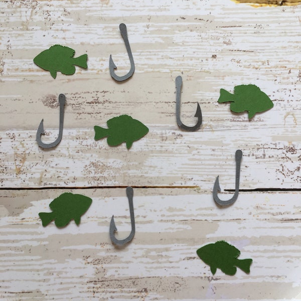 Fishing Confetti Set | Fish Confetti | Fish Cut Out | Fishing Decoration | Hook Confetti | Hook Cut Out | Ice Fishing Confetti | Fisherman