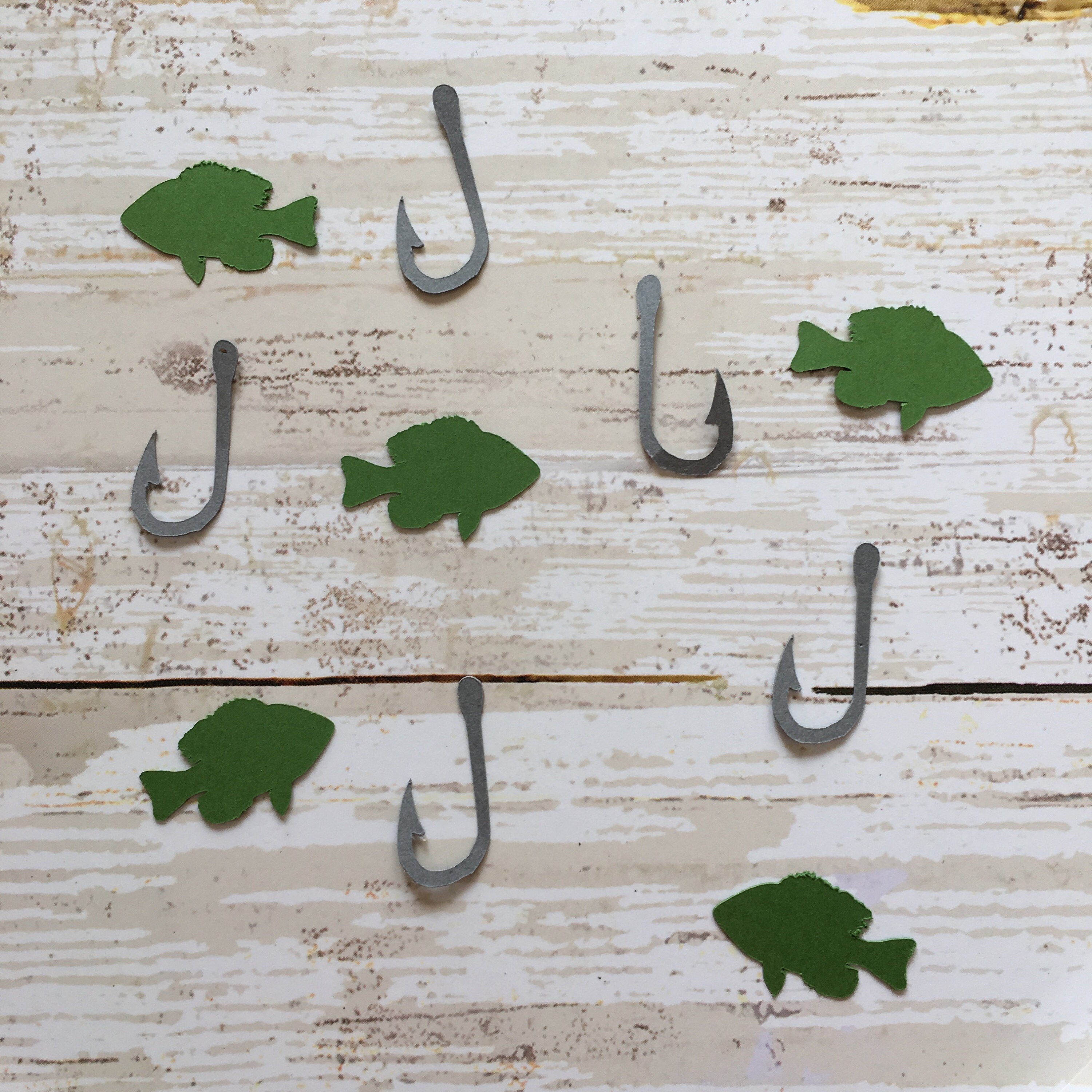 Fishing Confetti Set Fish Confetti Fish Cut Out Fishing Decoration Hook Confetti Hook Cut Out Ice Fishing Confetti Fisherman