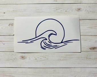 Wave Decal | Wave Vinyl Decal | Wave sticker | Sun Decal | Beach Decal | Surf Decal | Ocean Sticker | Ocean Decal | Car Decal | Vinyl