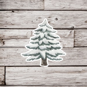 Pine Tree Sticker, Tree Sticker, Snowy Tree Sticker, Winter Tree Sticker, Tree Magnet, Forest Sticker, Woodland Sticker, Plant Sticker