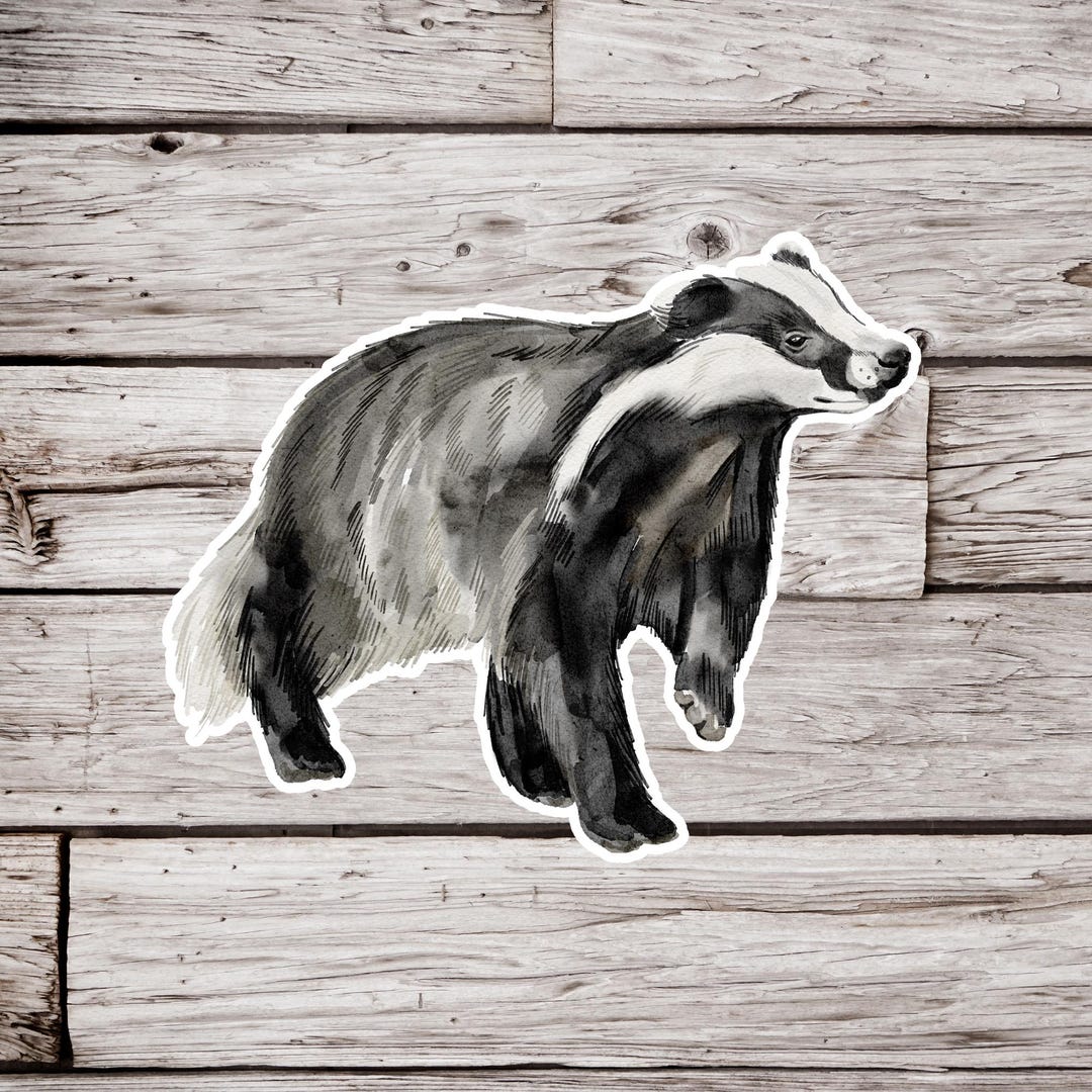 Badger Sticker, Watercolor Badger Sticker, Badger Gift, Animal Sticker ...