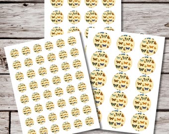 Butterfly Sticker Sheet, Vintage Butterfly Stickers, Natural History Entomology Stickers, Round Planner Stickers, Insect Lover Gift