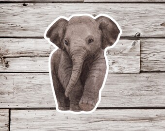 Elephant Sticker, Baby Elephant Sticker, Elephant Calf Sticker, Waterproof Sticker, Elephant Gift, Animal Sticker