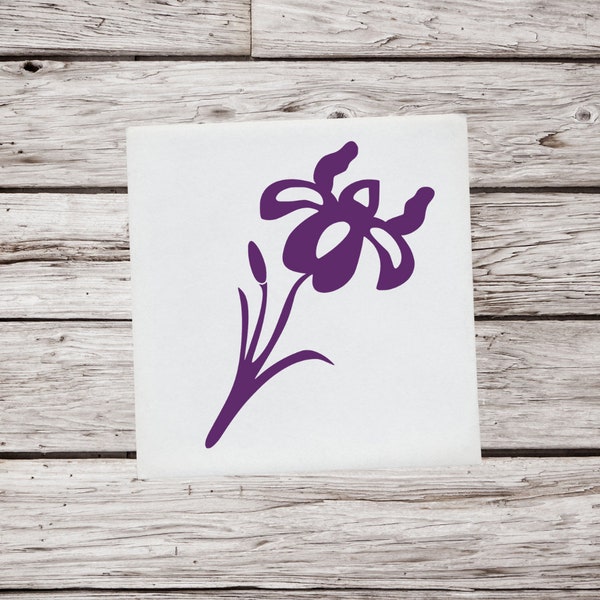 Iris Decal, Iris Sticker, Iris Vinyl Decal, Flower Decal, Flower Sticker, Wildflower Decal, Garden Decal, Plant Decal, Car Decal, Cup Decal