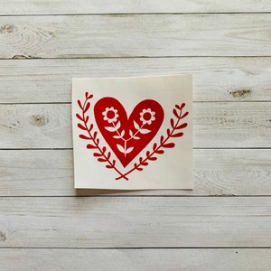 Scandinavian Heart Decal | Folk Heart Decal | Heart Decal | Heart Sticker | Heart Decoration | Flower Decal | Valentine Decal | Folk Decal