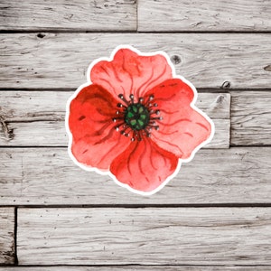 Poppy Sticker, Poppy Flower Sticker, Waterproof Sticker, Wildflower Sticker, Flower Sticker, Plant Sticker, Botanical Sticker