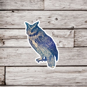 Owl Sticker or Magnet, Celestial Owl Sticker, Waterproof Sticker, Owl Magnet, Celestial Sticker, Bird Sticker, Ornithology Sticker