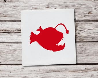 Anglerfish Decal, Anglerfish Vinyl Decal, Anglerfish Sticker, Ocean Sticker, Fish Sticker, Fish Decal, Tropical Fish Sticker