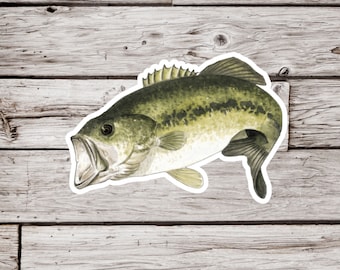 Bass Sticker or Magnet, Bass Magnet, Fish Sticker, Fisherman Sticker, Fish Magnet, Fishing Sticker, Waterproof Sticker, Fridge Magnet