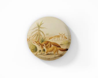 Fennec Fox Pin Button, Fennec Fox Keychain, Fennec Fox Magnet, Fox Magnet, Animal Magnet, Animal Keychain, Wildlife Pin, Natural History Pin