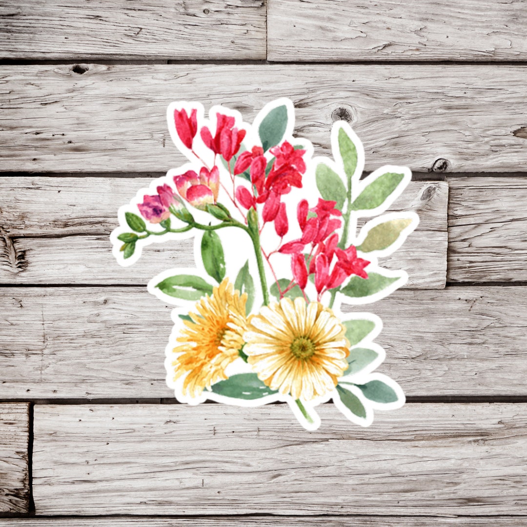 Flower Sticker, Watercolor Flower Sticker, Floral Sticker, Plant ...